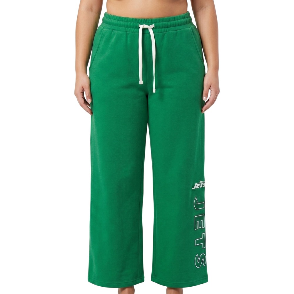 GIII 4Her Carl Banks NFL New York Jets Womens Green Wide Leg Sweatpants Large